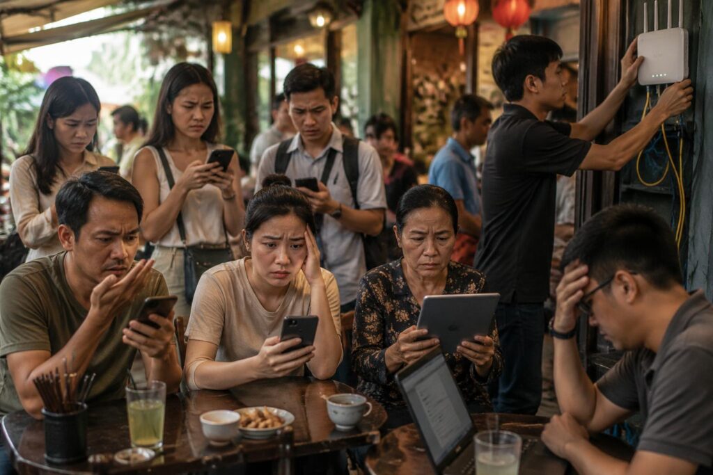 Gian hàng đông khách nhưng WiFi liên tục quá tải?