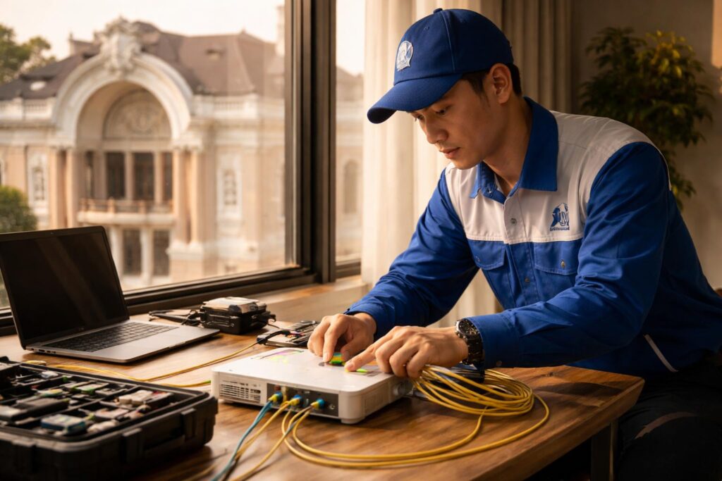Khảo sát và lắp Internet VNPT cho Cửa hàng Công ty Viễn Thông Quang Trung gần Nhà hát Lớn TP.HCM