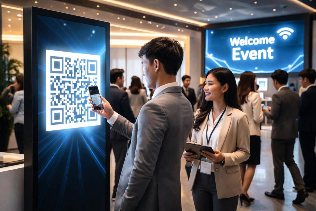 Quản lý khách tham dự bằng QR và WiFi Marketing