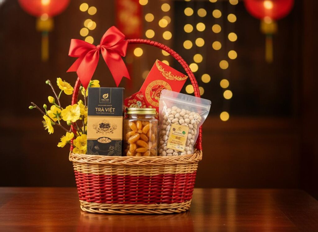Giỏ quà Tết 300k tặng khách hàng