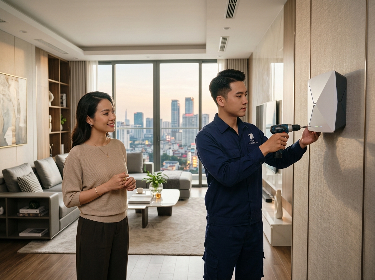 Lắp đặt Internet VNPT tốc độ cao tại căn hộ cao cấp Eton Park
